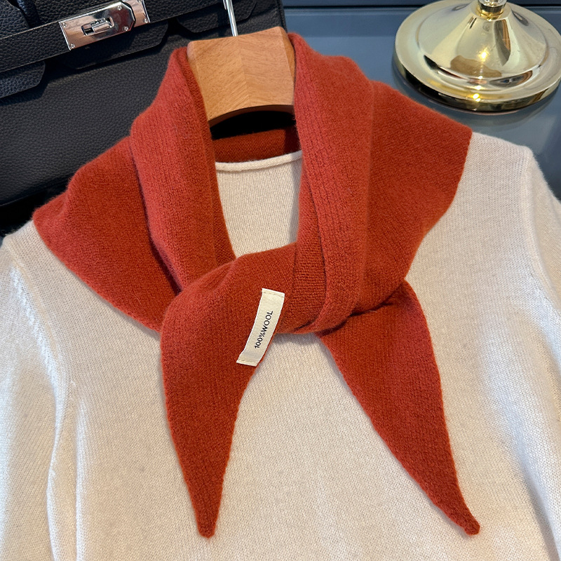 Shawl Wrap Winter - 100% Wool Korean Style Knitted Triangular