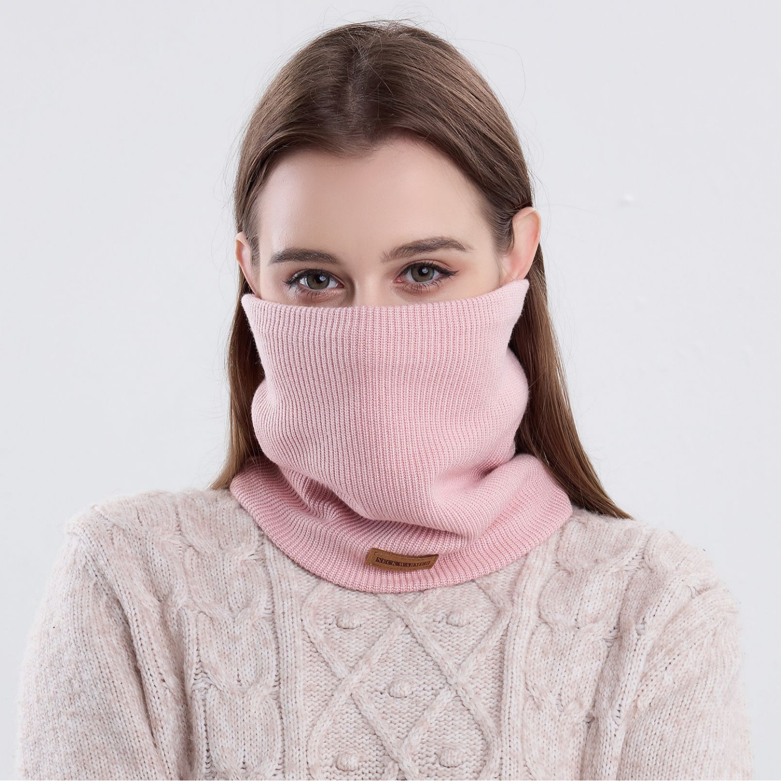 Neck Gaiter Fleece - Solid Color Fleece Lined Neck Warmer,